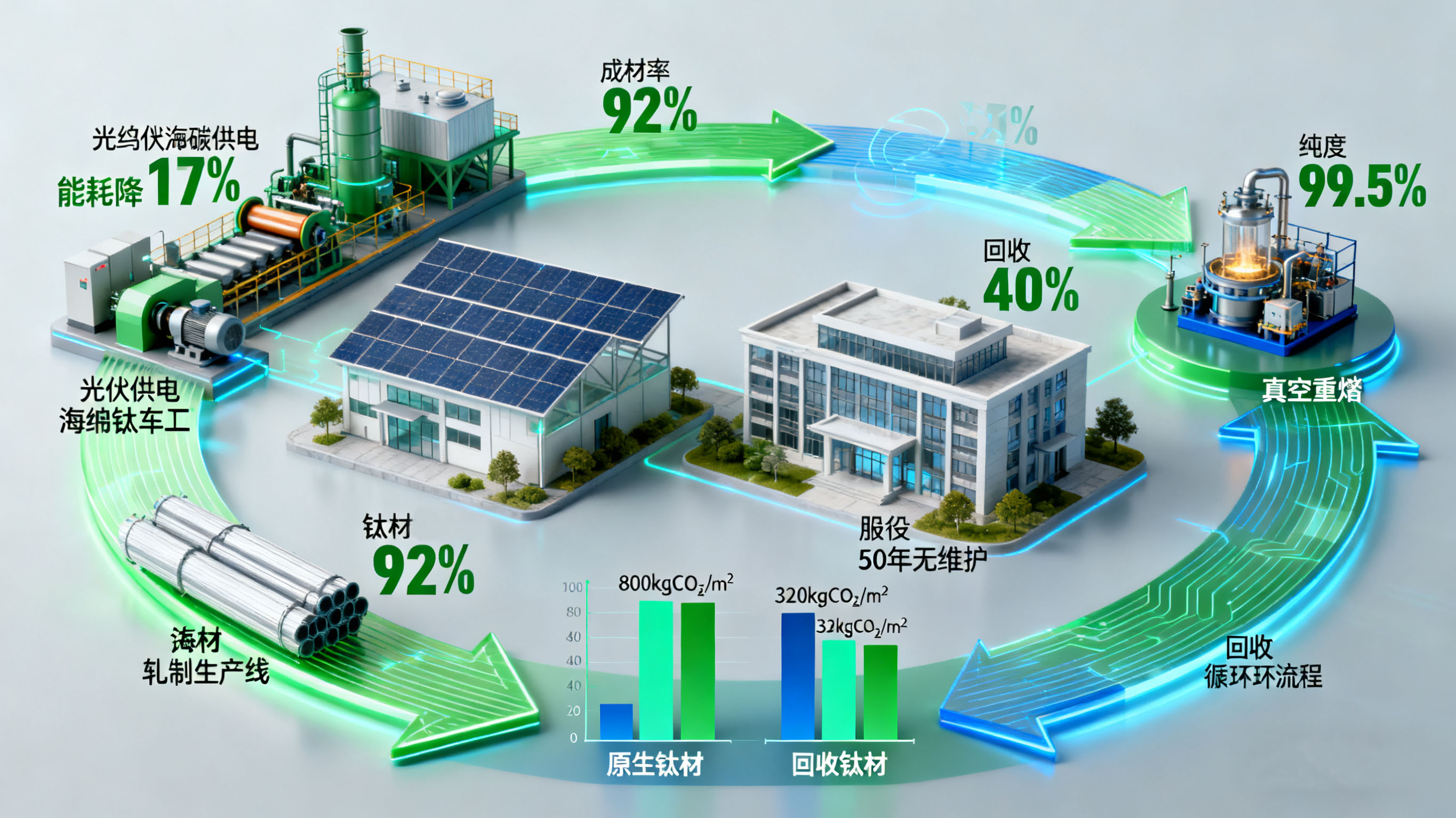 全生命周期低碳：建筑鈦材的綠色生產(chǎn)與循環(huán)利用技術(shù)進展 —— 海綿鈦低碳冶煉、構(gòu)件回收工藝與碳足跡優(yōu)化的產(chǎn)業(yè)實踐